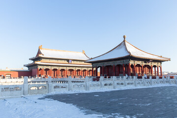 Naklejka premium China Forbidden City snow scene