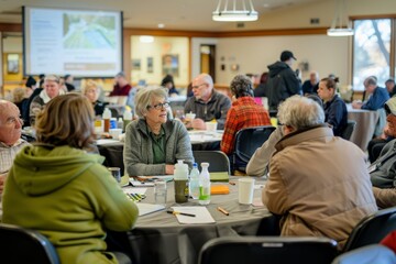 Obraz premium Group Discussion During a Meeting in a Bright Room