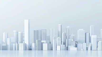 Obraz premium Abstract White Cityscape with Reflective Surface and High-rise Buildings..
