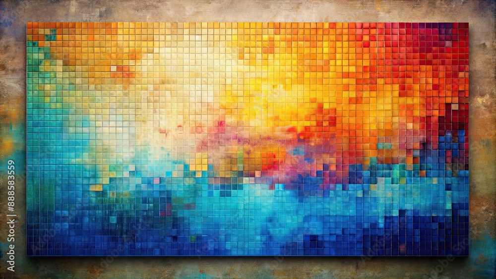 Canvas Prints Painted canvas with a 16 bit pixelated design, 16 bit, pixel art, retro, colorful, abstract, artistic, vibrant, digital