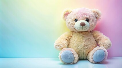 Obraz premium Soft and cuddly teddy bear in pastel colors , plush, toy, stuffed animal, children, cute, play, cuddle, adorable, childhood