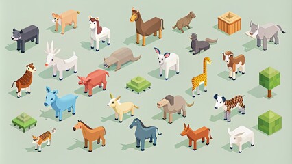 Minimalistic isometric s of animals, isometric, minimalist, animals,simple, geometric, design, graphic, cute, modern, abstract,style