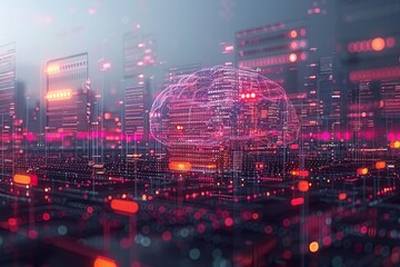 Fototapeta premium Futuristic neon city glowing digital landscape vibrant urban lights advanced city design cyberpunk nightscape modern technological metropolis neon cityscape dynamic city lights