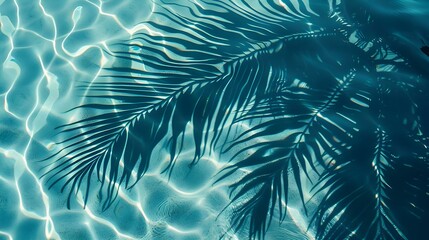 Top view of tropical leaf shadow on water surface