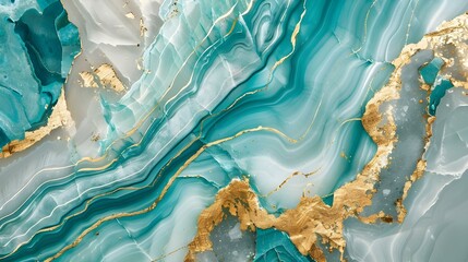Turquoise and gold marble with teal white onyx geode