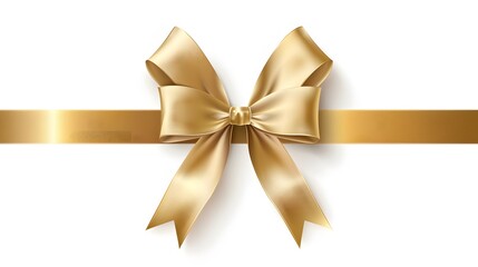 Fototapeta premium golden bow ribbon isolated on white
