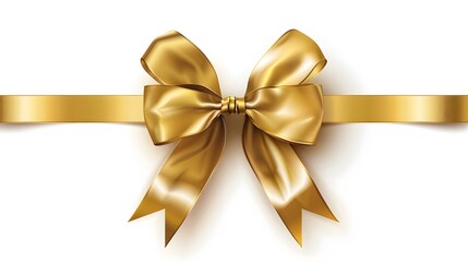 Fototapeta premium golden bow ribbon isolated on white