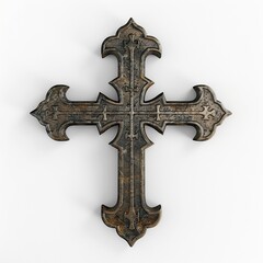 Ornate Cross with Fleur-de-Lis and Celtic Knot Design in Dark Metal