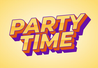 Party time. Text effect in 3D look with eye catching colors