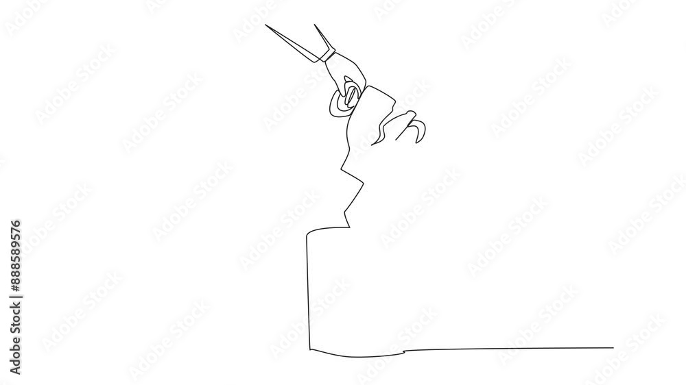 Canvas Prints Animation of continuous one line drawing businessman's hand throwing away the broken trophy. Past glories can only be remembered. Make it a motivation to be better. Cracked. Full length motion