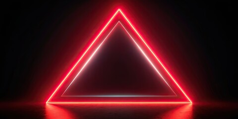 Obraz premium Ultra HD sci-fi triangle red neon light on black background abstract texture black pattern background wallpaper, rendering , neon