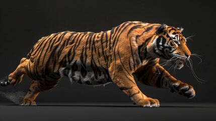 wild tiger, highlighting its beautiful fur and muscles generative ai