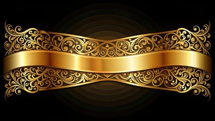 Beautiful golden ribbon with intricate designs , ribbon, golden, shiny, decoration, elegant, luxurious, adornment