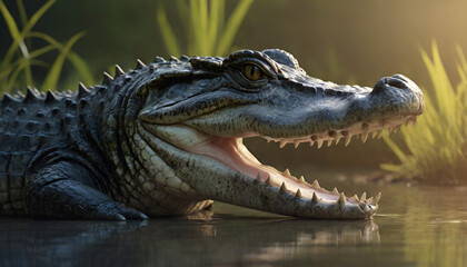 Naklejka premium crocodile in the water