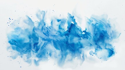 Blue watercolor splash texture with white background
