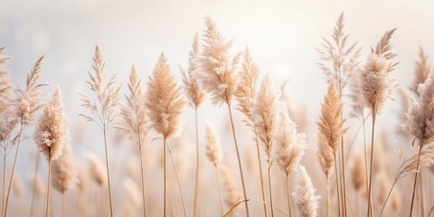 Fototapeta premium Dry reed and pampas grass in light pastel colors
