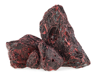 Dragon's blood - bright red resin isolated on a white background. Resin from Calamus, Pterocarpus, Croton, Dracaena and Daemonorops. Alternative medicine. © domnitsky