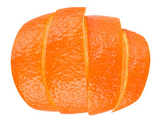 Fresh orange zest isolated on a white background. Orange twist peel.