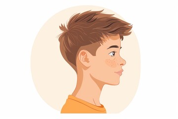 Obraz premium Modern male side view colorful vector art detailed portrait illustration contemporary design stylish vector profile clean lines dynamic male portrait