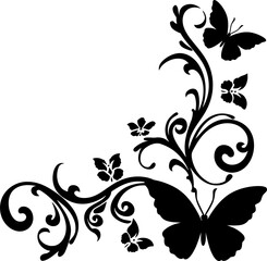 Butterfly ornament corner border