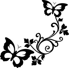 Butterfly ornament corner border