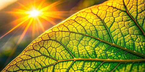 Obraz premium Close-up of a Eucommia ulmoides Leaf Basking in Warm Sunlight , Eucommia ulmoides, Leaf, Close-up, Nature, Beauty, Green