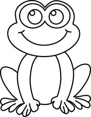 Friendly Cartoon Frog Outline for Coloring