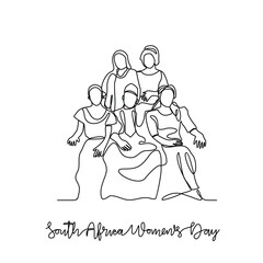 One continuous line drawing of South Africa National Women Day on August 9th. South Africa National Day design in simple linear style. South Africa Women's Day design concept vector illustration