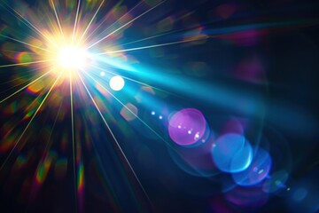 Obraz premium Optical lens flare effect Isolated on black background