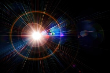 Fototapeta premium Optical lens flare effect Isolated on black background
