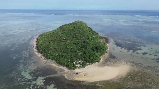 Ilot Fourneau At Port Louis Mauritius Island Mauritius. Breathtaking Aerial View Of A Lush Tropical Coastline Scenery. Shore Horizon Beach Sea. Shore Beach Panorama. Port Louis Mauritius Island.