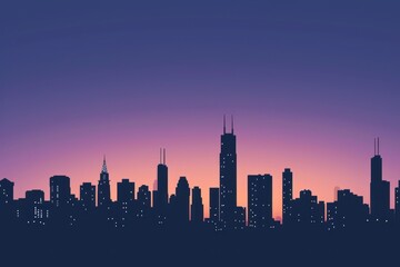 Subdued city skyline silhouette against a twilight sky, perfect for urban-themed projects
