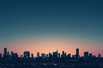 Fototapeta premium Subdued city skyline silhouette against a twilight sky, perfect for urban-themed projects