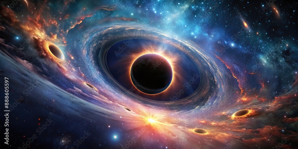 Canvas Prints A mesmerizing image of a black hole in outer space, galaxy, astronomy, universe, science, vortex, gravity