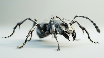 A detailed macro shot of a bullet ant on a white b 47 1 ant, insect, macro, animal, nature, bug, closeup, antenna, black, ants, isolated, small, close-up, white, leaf, leg, green, formica, spider, clo