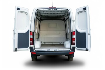 white van open trunk vehicle with white background