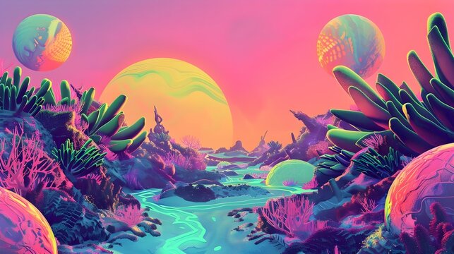 Alien World - An imaginative otherworldly landscape