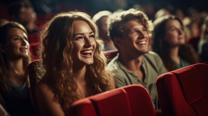 Fototapeta premium Friends enjoying a comedy show together