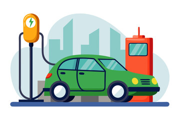 flat vector illustration of a modern car in the city