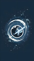 Fototapeta premium Airplane icon flying in circles around the earth. modern design World travel