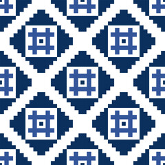 Cross Stitch embroidery seamless.Geometric pixel ethnic patterns. American, Mexican,African, mediterranean, nordic,Aztec style.Beautiful folk art background design for products, fabric, ,print deco
