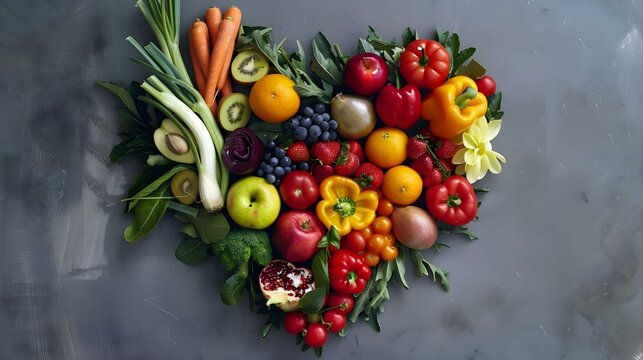 Creative arrangement of fruits and vegetables