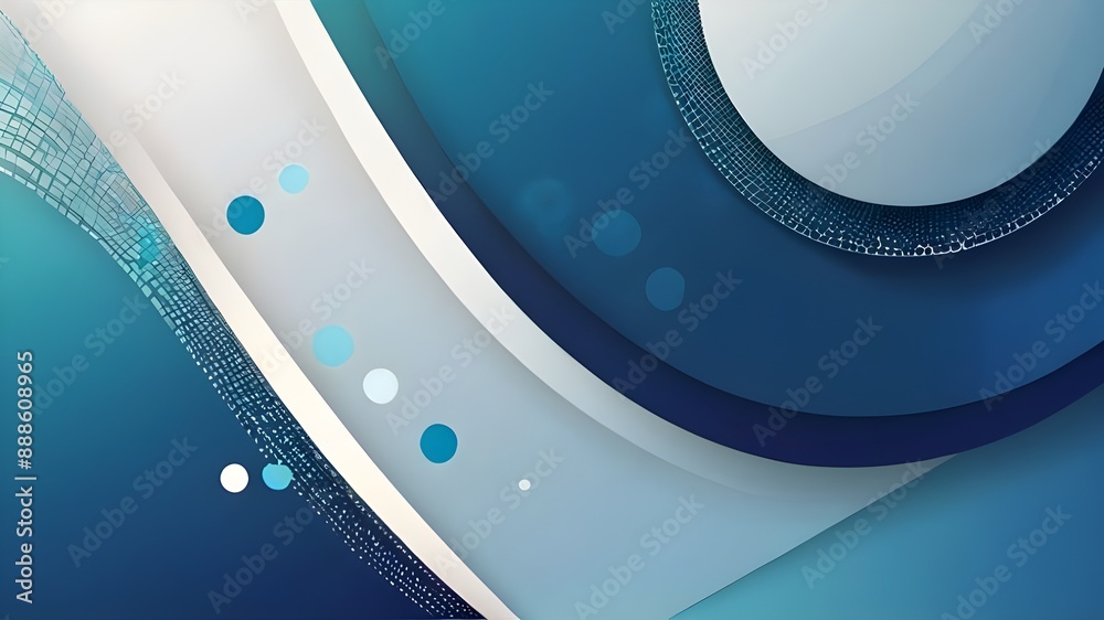 Wall mural Blue abstract vector long banner. Business minimal gradient background with circles and copy space for text. Social media, facebook header Generative AI