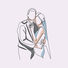 Hand Drawn Two Brides Line Art