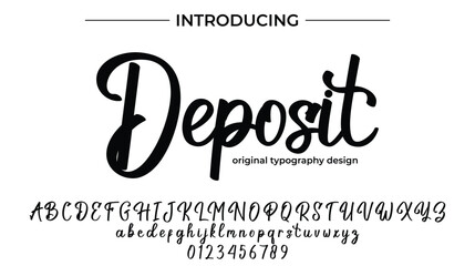 Deposit Font Stylish brush painted an uppercase vector letters, alphabet, typeface