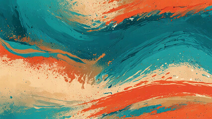 Abstract background with shades of turquoise, coral, and sand