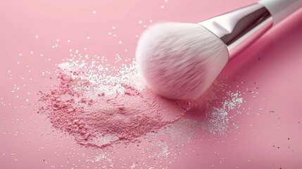 A makeup brush is on top of a pile of powder