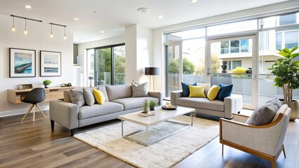 Fototapeta premium Modern living room with sleek furniture and minimalist design, modern, living room, sleek, furniture, minimalist, design