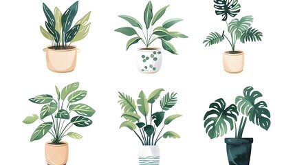 Stylish plant icons collection