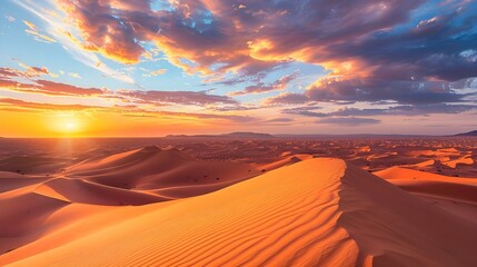 Naklejka premium View of the Sahara desert sand dunes in Merzouga